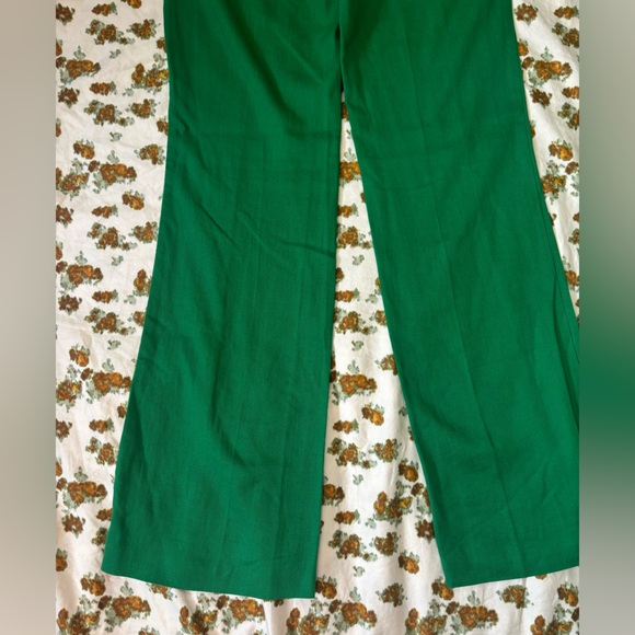 ANTHRO Elevenses the Brighton Kelly Green Linen Blend Pants Size 4 - Picture 13 of 13